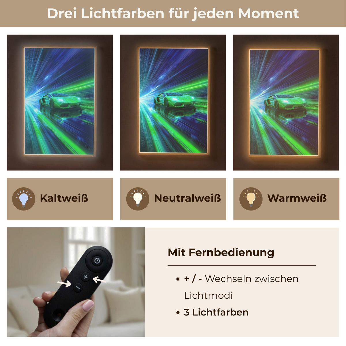 NACHTTISCHLAMPE MIT AKKU Geschwindigkeit - Leicht - Sportwagen - Grün 60x90 cm - Grün, Holzwerkstoff (8/60/90cm) - OnlyWow