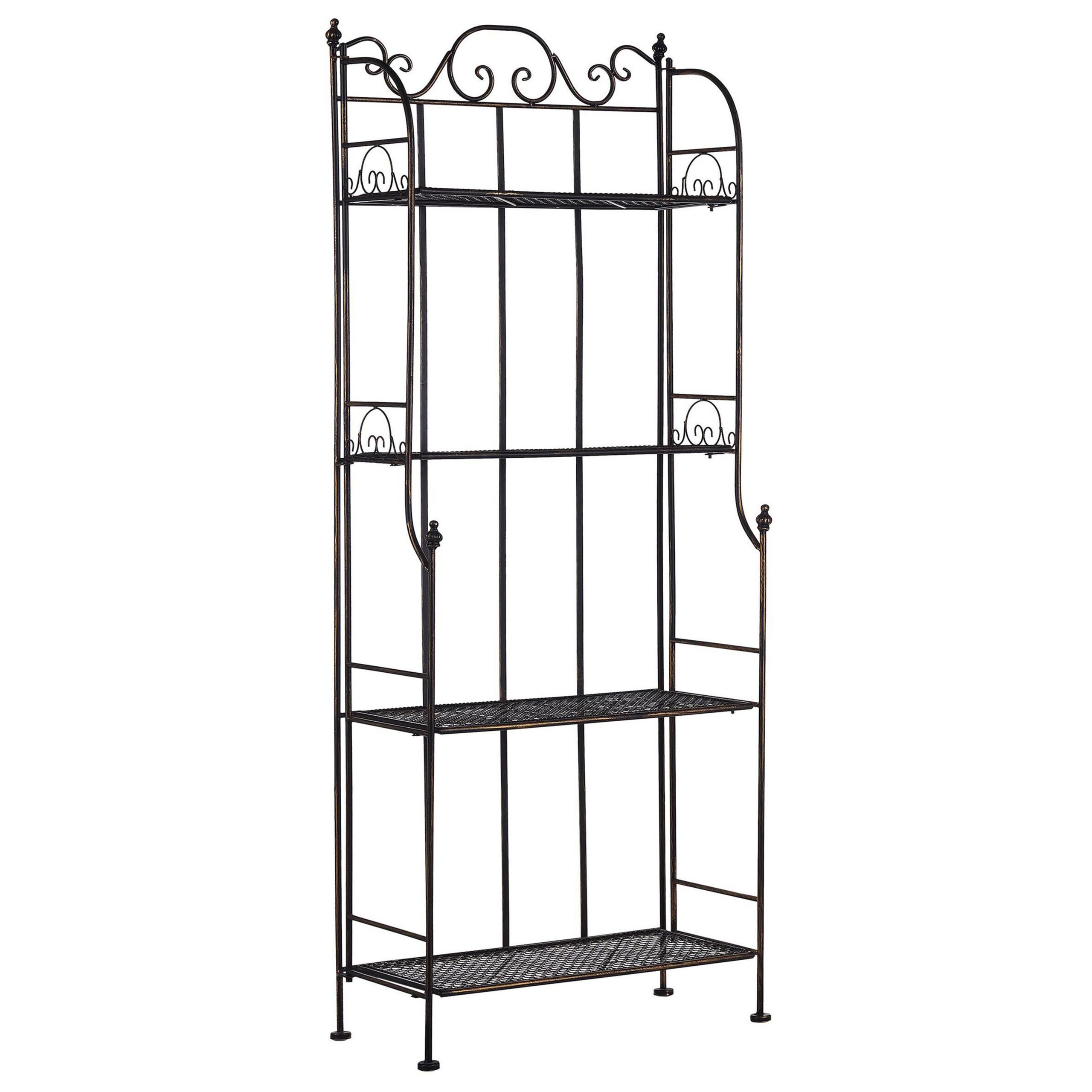GARTENREGAL schwarz Metall 4 Ablageflächen klappbar Isernia - Goldfarben/Schwarz, Metall (61/155/29cm) - Beliani