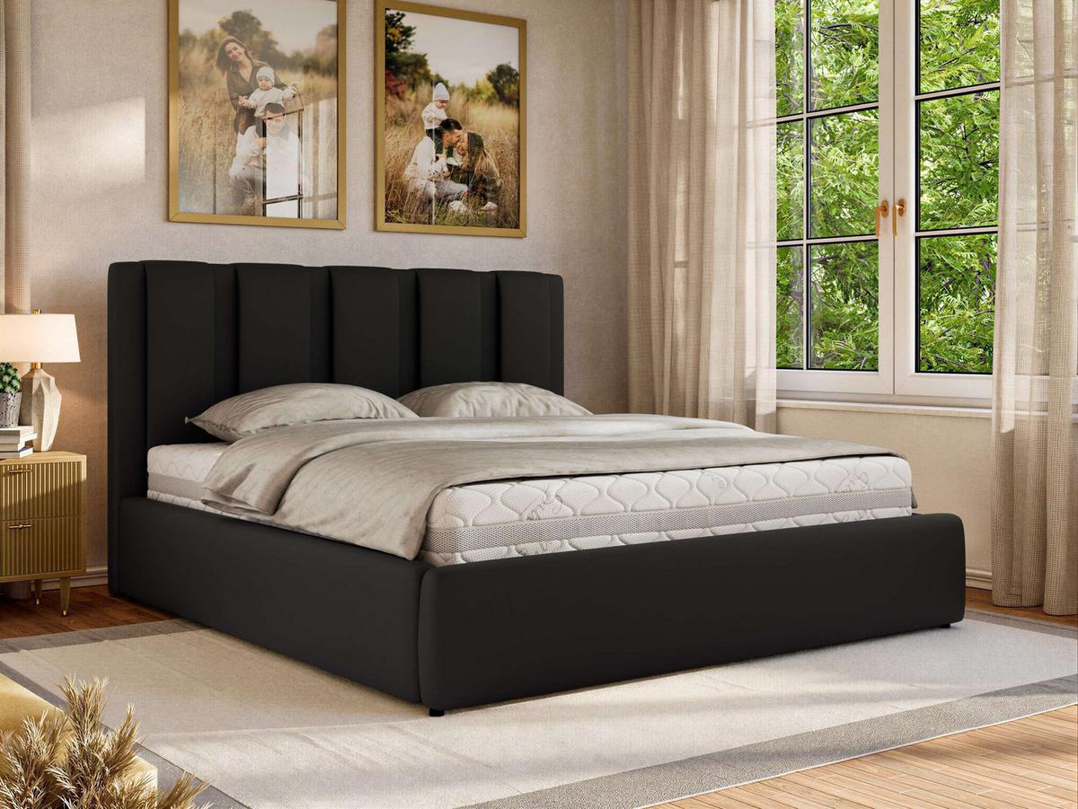 POLSTERBETT SAVINO CLASSIC 140/200 - Schwarz Kunstleder - Multipocket-Matratze - Schwarz, Textil (140/200cm) - MKS