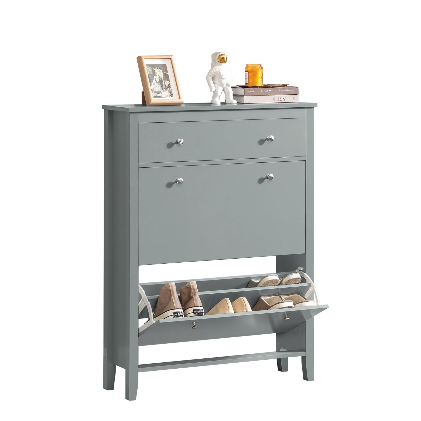 SCHUHSCHRANK Grau - Grau, Holzwerkstoff (80/108/25cm) - SoBuy