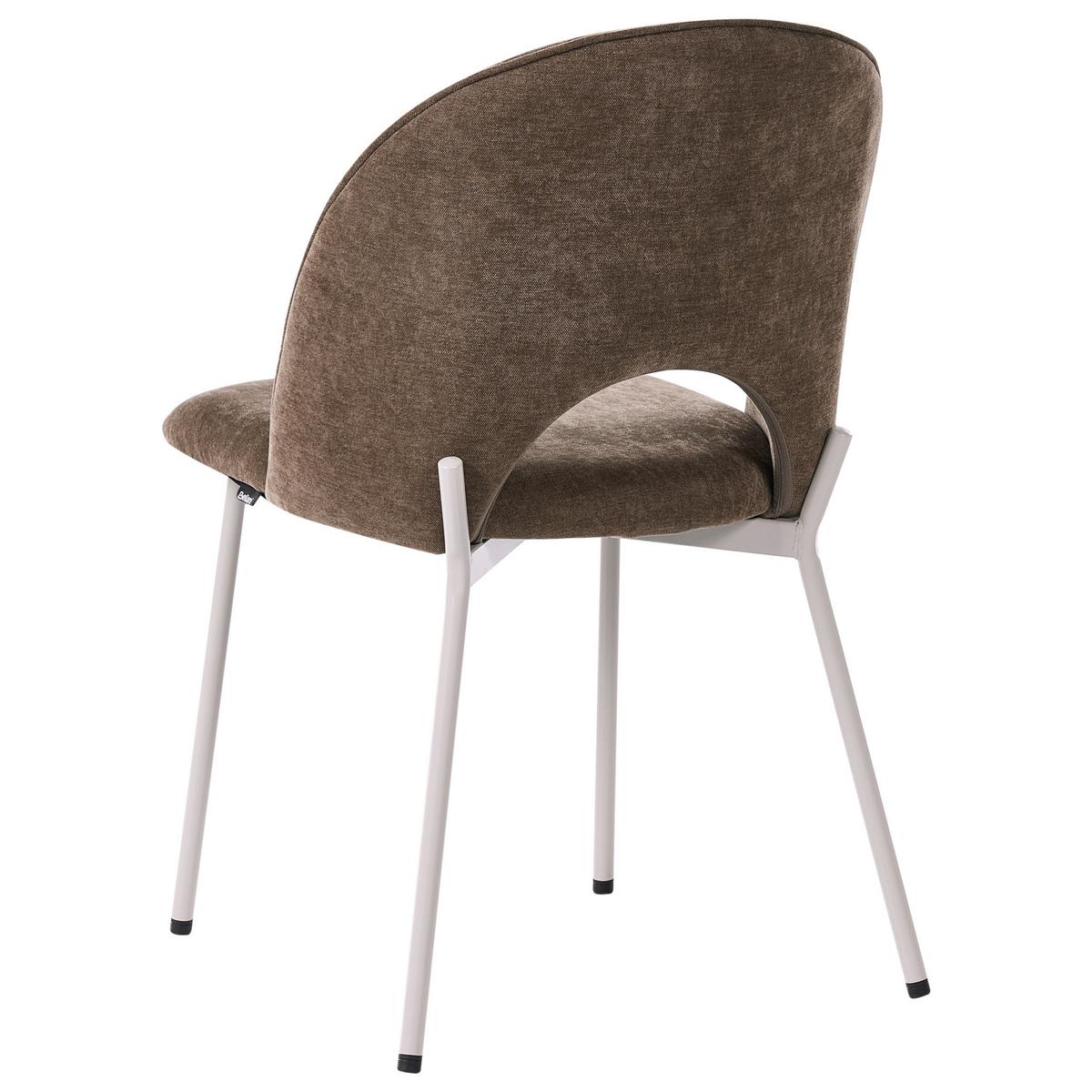 ESSZIMMERSTUHL 2er Set Chenillegewebe Hellbraun Covelo - Hellbraun/Beige, Textil/Metall (46/83/53cm) - Beliani