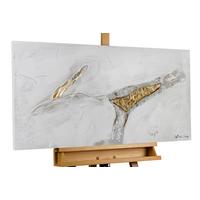 ACRYLBILD HANDGEMALT 100/50 cm - Goldfarben/Weiß, Holz/Textil (100/50cm) - KUNSTLOFT