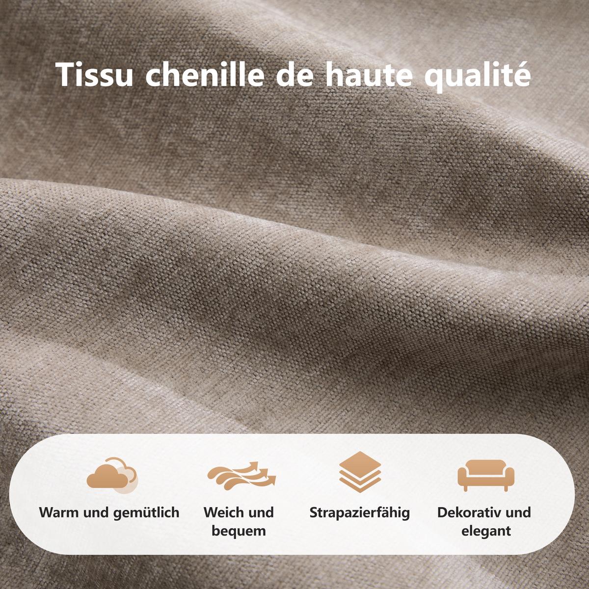 2-SITZER SOFA chenille modular & montagefrei - Walnussfarben, Textil (204/76/95cm) - Urban Meuble