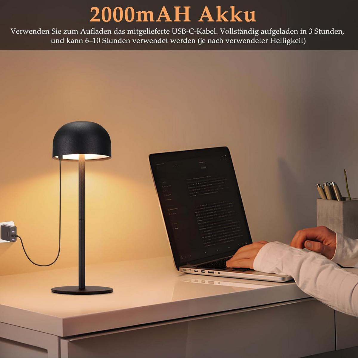 TISCHLAMPE Brilmarb 9/9/25 cm （2er-set） - Schwarz, Kunststoff/Metall (9/9/25cm) - ZMH
