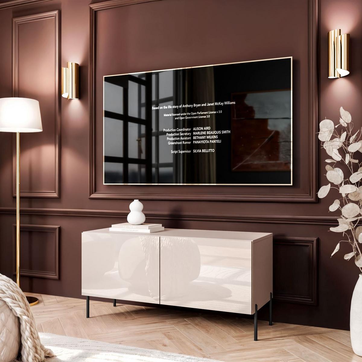TV-SCHRANK COLGANTE 100 Kaschmir Hochglanz, ohne LED, Gerade schwarze Füßen - Kaschmir/Schwarz, Holzwerkstoff (100/50/40cm) - Lookway