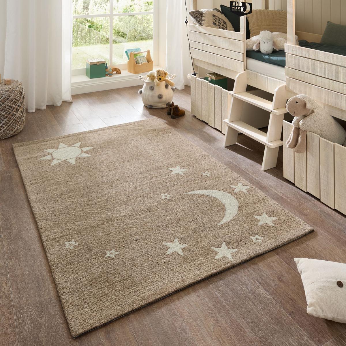 HANDTUFTTEPPICH Natur Kids - Kindeteppich mit Nachthimmeldesign 160 x 230 cm - Sandfarben, Textil (160/230cm) - Natur Pur