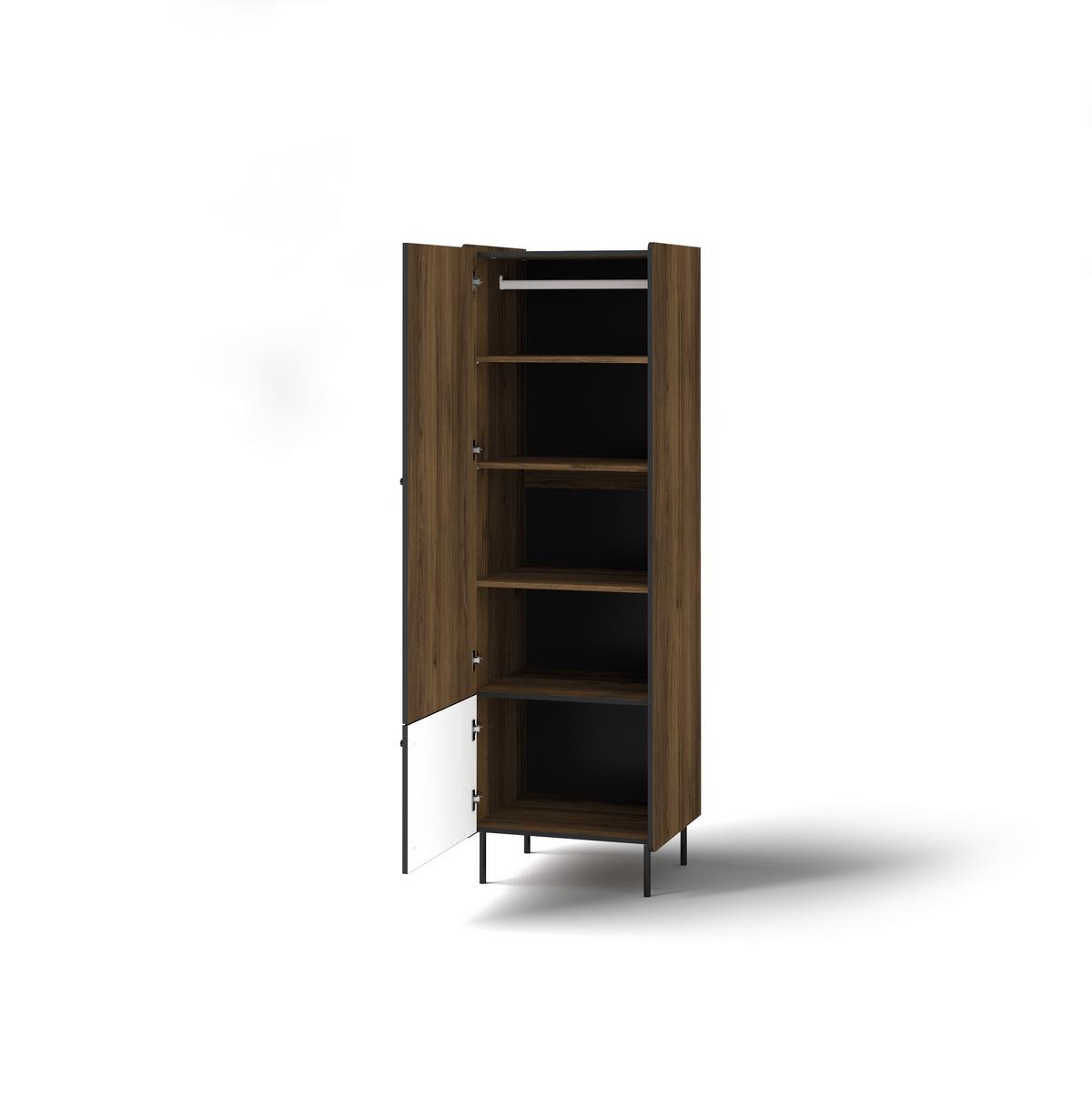 DREHTÜRENSCHRANK KREON 59/190,7/55cm 2-türig Braun - Schwarz/Braun, Holzwerkstoff (59/190.7/55cm) - MASSENO