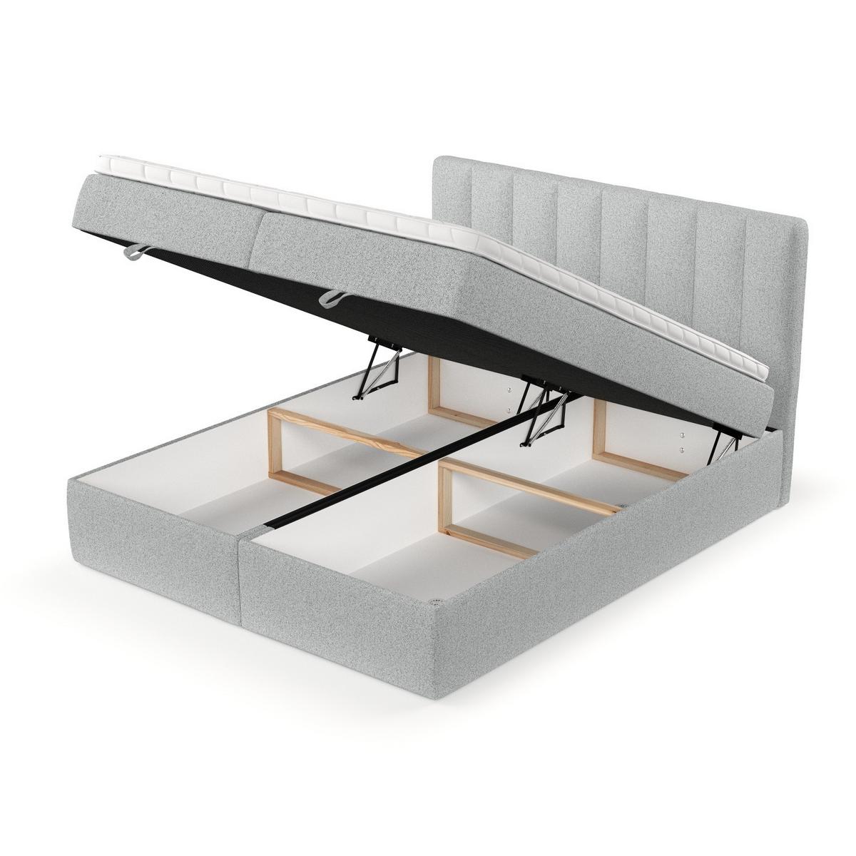 BOXBETT Lusso 140/200 cm Hellgrau im Riva Stoff - Hellgrau/Schwarz, Holz/Holzwerkstoff (140/200cm) - AltaBeds