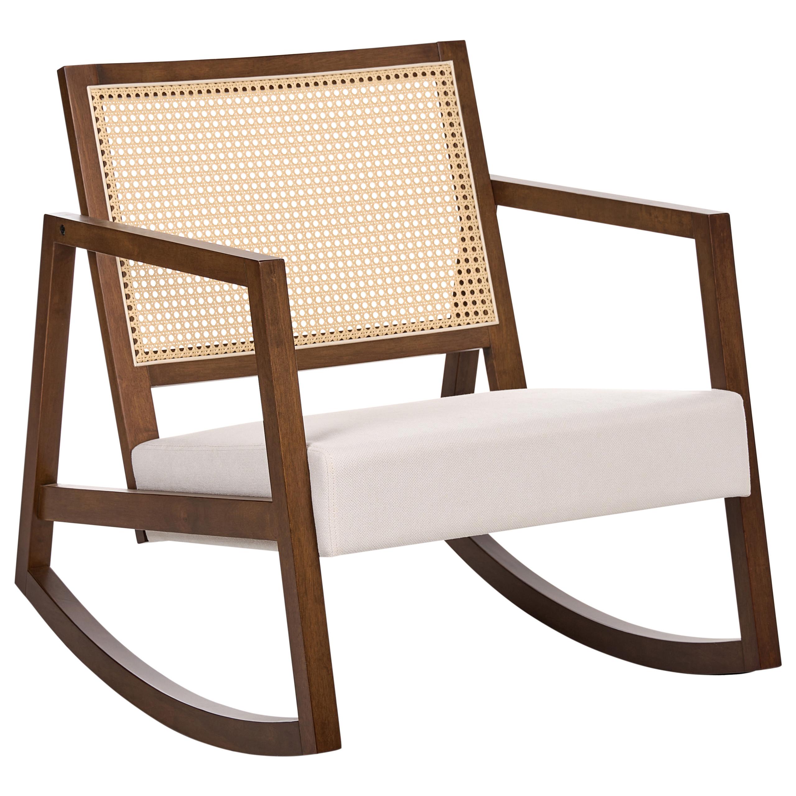 SCHAUKELSESSEL Holz Braun/Hellbeige Leidy - Beige/Braun, Textil (66/75/76cm) - Beliani