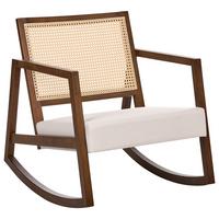 SCHAUKELSESSEL Holz Braun/Hellbeige Leidy - Beige/Braun, Textil (66/75/76cm) - Beliani