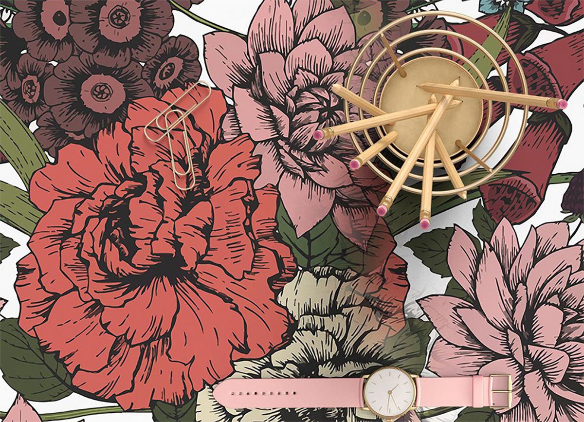 VINYL TEPPICH 100x150 cm Verschiedene Blumen - Multicolor, Kunststoff (100/150cm) - TULUP