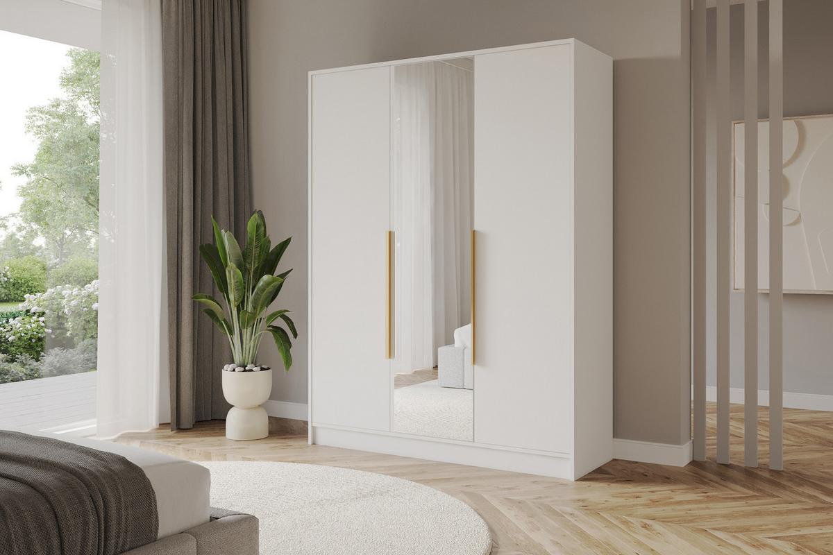 KLEIDERSCHRANK - LESE - 150 - Weiß - Goldfarben/Weiß, Holzwerkstoff (150/200/51cm) - ALTDECOR