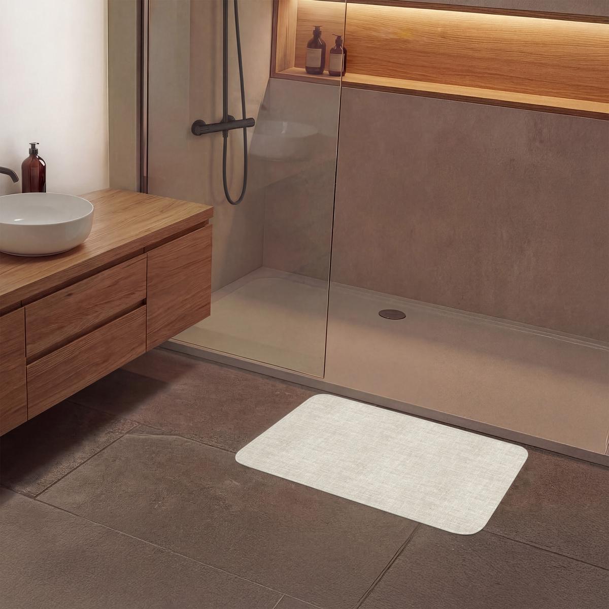 BADEMATTE Leinen - Textur - Beige 80x50 cm - Beige, Textil (80/50cm) - OnlyWow