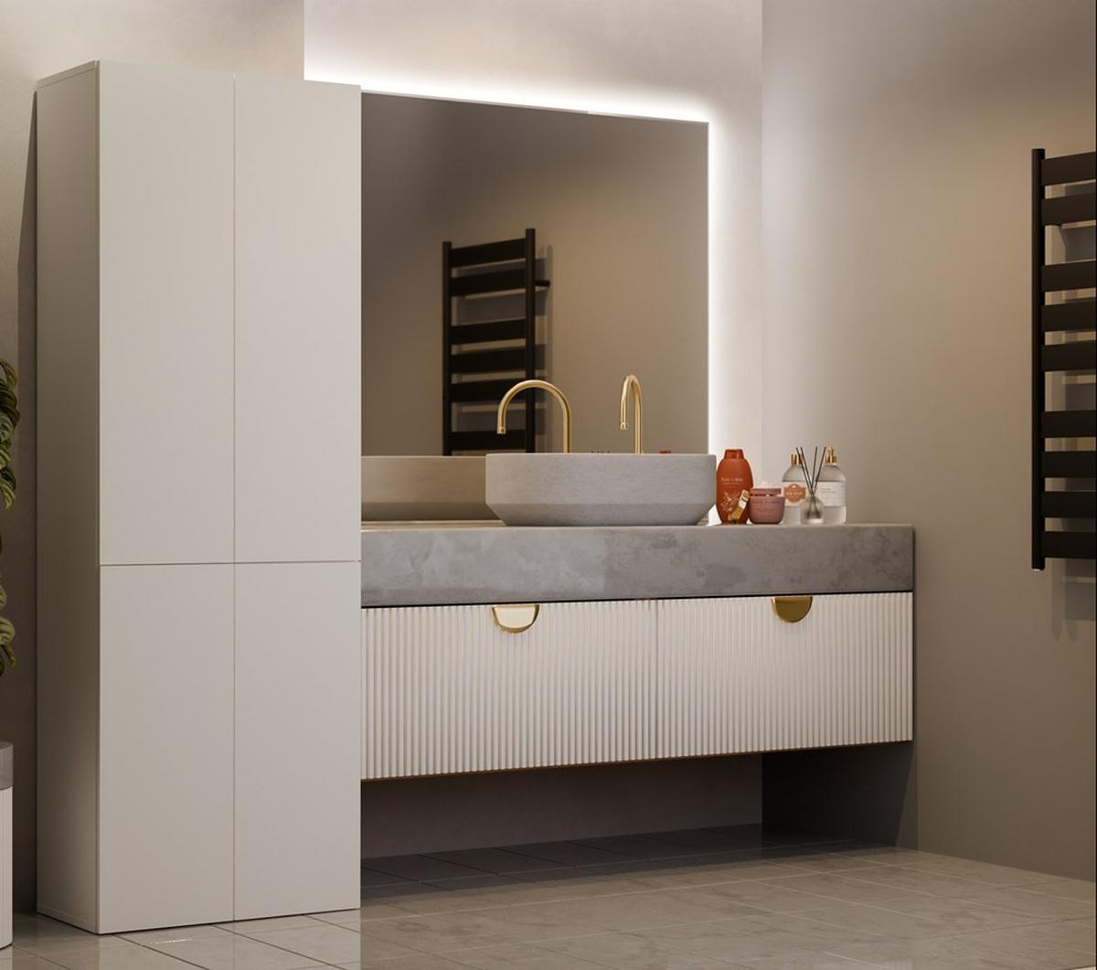 BADEZIMMERSCHRANK Kaschmir 60/174/30 - Kaschmir, Holzwerkstoff (60/174/30cm) - RAUMHIRSCH FURNITURE