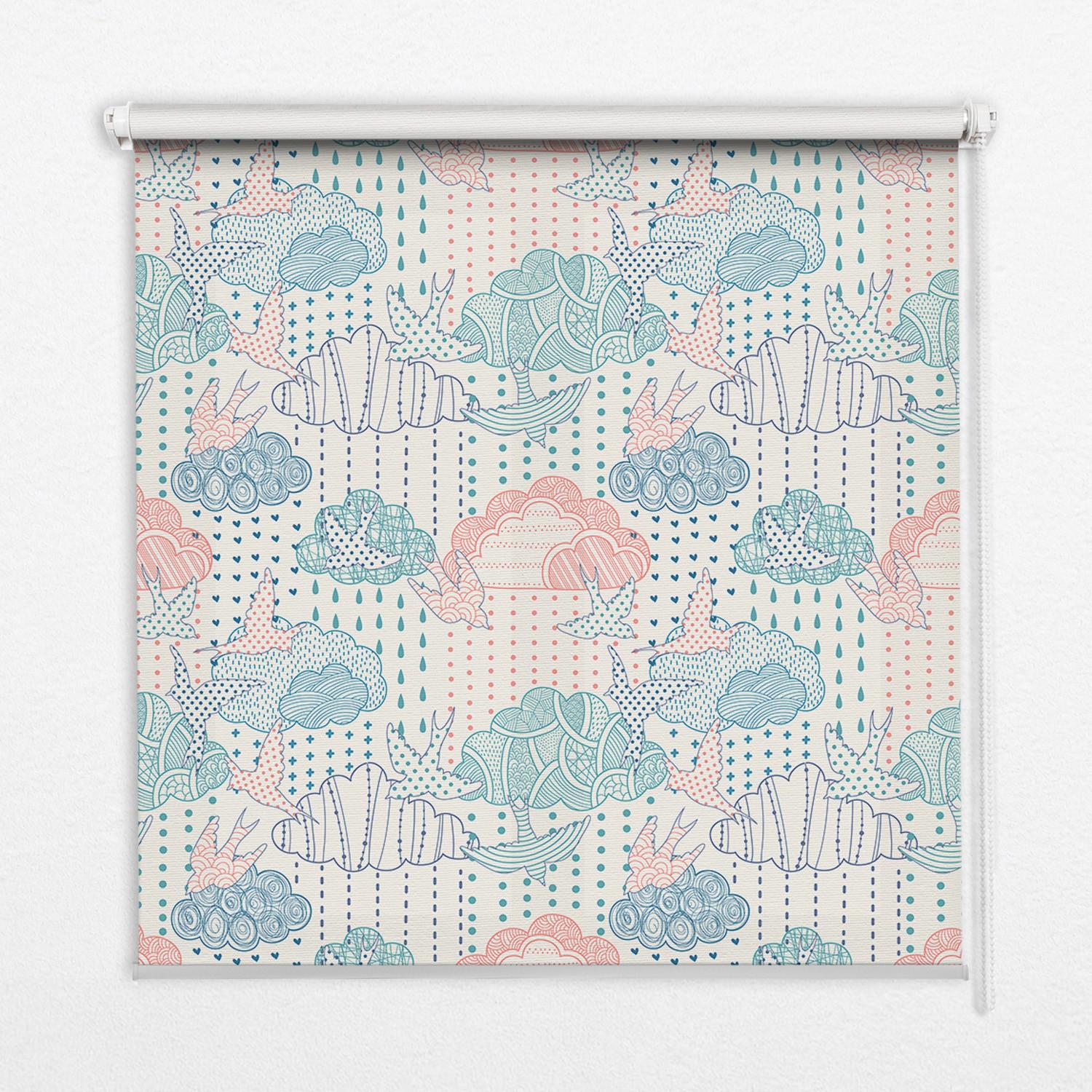 INNENROLLO - Fensterrollo - Rollo - 150x140 cm - Bunte Wolken mit Mustern - Blau, Kunststoff (150/140/0.5cm) - TULUP