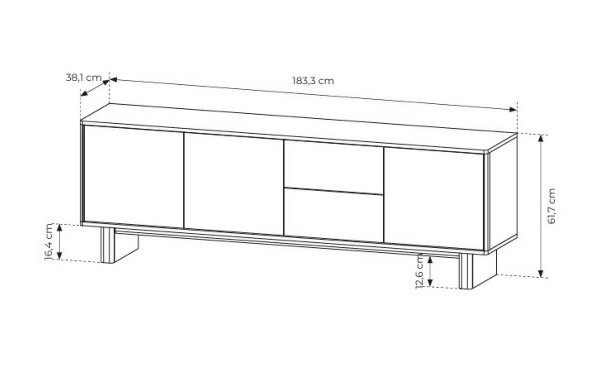 LOWBOARD TRAVE 183,3/61,7/38,1 cm, Eichefarben - Eichefarben, Holzwerkstoff (183.3/61.7/38.1cm) - MASSENO