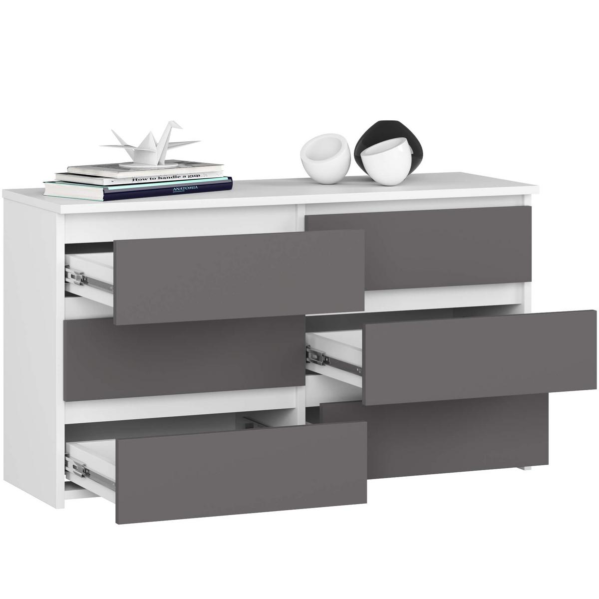 KOMMODE Weiß, Graphit Grau 57/100/35 - Weiß, Holzwerkstoff (100/57/35cm) - RAUMHIRSCH FURNITURE