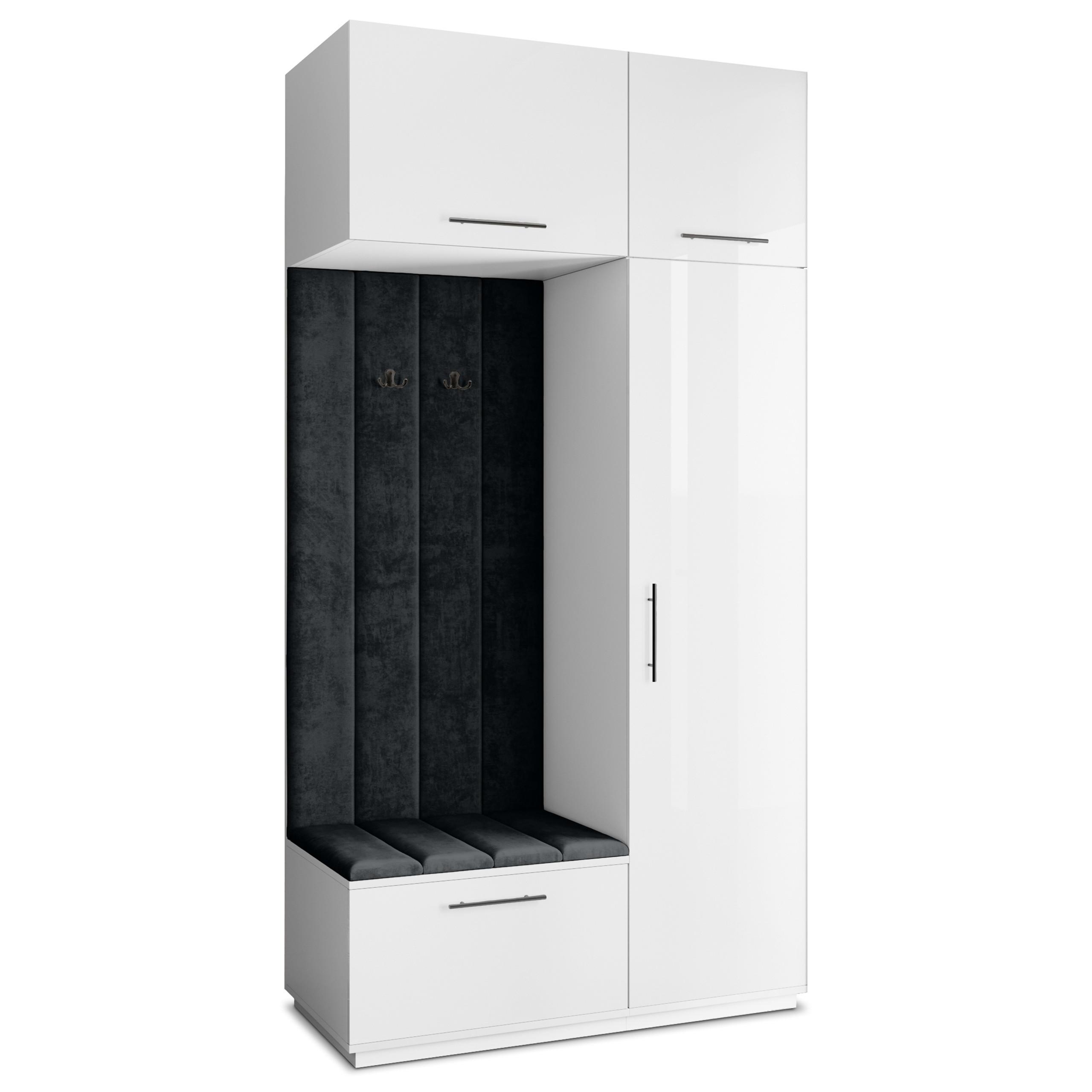 GARDEROBENSCHRANK REMA 120/240/60 cm Modern Weiß - Schwarz/Weiß, Holzwerkstoff (120/240/60cm) - MASSENO