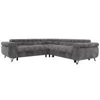 ECKSOFA QUADRO L - Grau Cord - Links Seite - Schwarz/Grau, Textil/Metall (269/269cm) - MKS