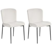 ESSZIMMERSTUHL 2er-Set Polsterbezug Weiß Ada - Weiß, Textil/Metall (49/82/48cm) - Beliani