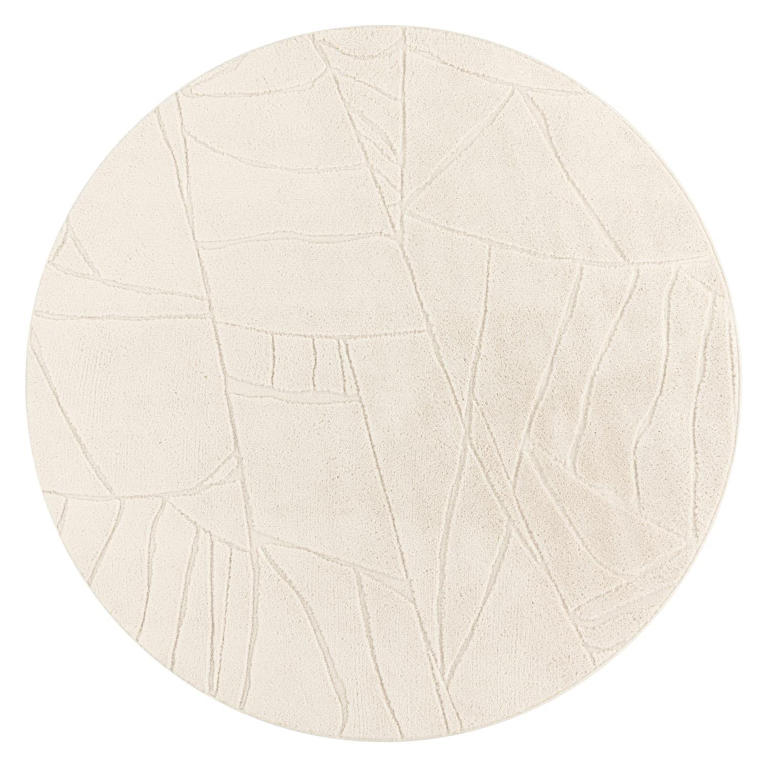 KURZFLORTEPPICH, mit Struktur, aus Polyester, Florhöhe 12 mm, Creme, Ø 160 cm - Beige, Textil (160/160cm) - KADIMA DESIGN