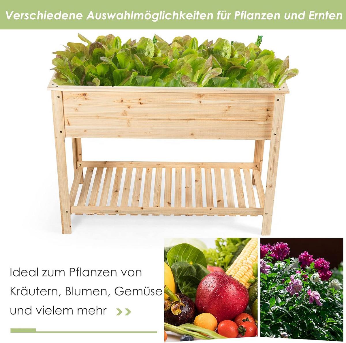 HOCHBEET Pflanzkübel Pflanzkasten Holz - Apfelbaumfarben, Holz (92/81/41cm) - COSTWAY