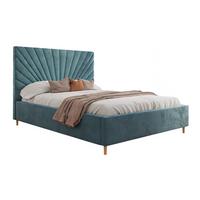 POLSTERBETT SUNNY 180x200 cm Magic Velvet 2223, 34 Holzlatten, Kopfteil 131 cm - Türkis, Textil (180/200cm) - Lookway