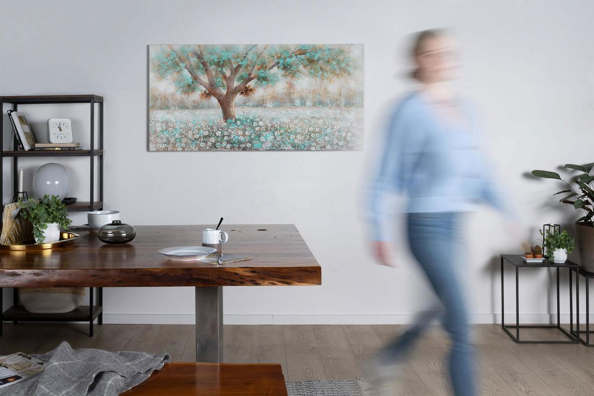 ÖLGEMÄLDE 140/70 cm - Weiß/Braun, Holz/Textil (140/70cm) - KUNSTLOFT