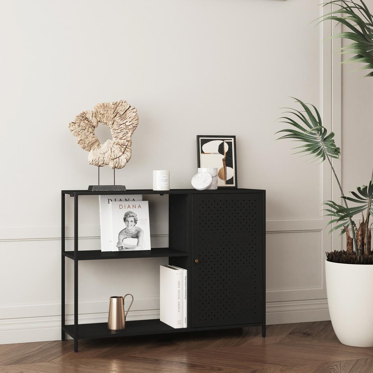 SIDEBOARD Viitasaari - Schwarz, Metall (100/75/30cm) - [en.casa]