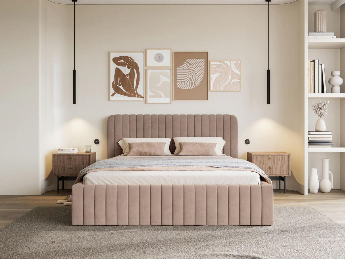 POLSTERBETT Saliano Beige 160x200 cm - Beige, Holz/Textil (160/200cm) - Selsey