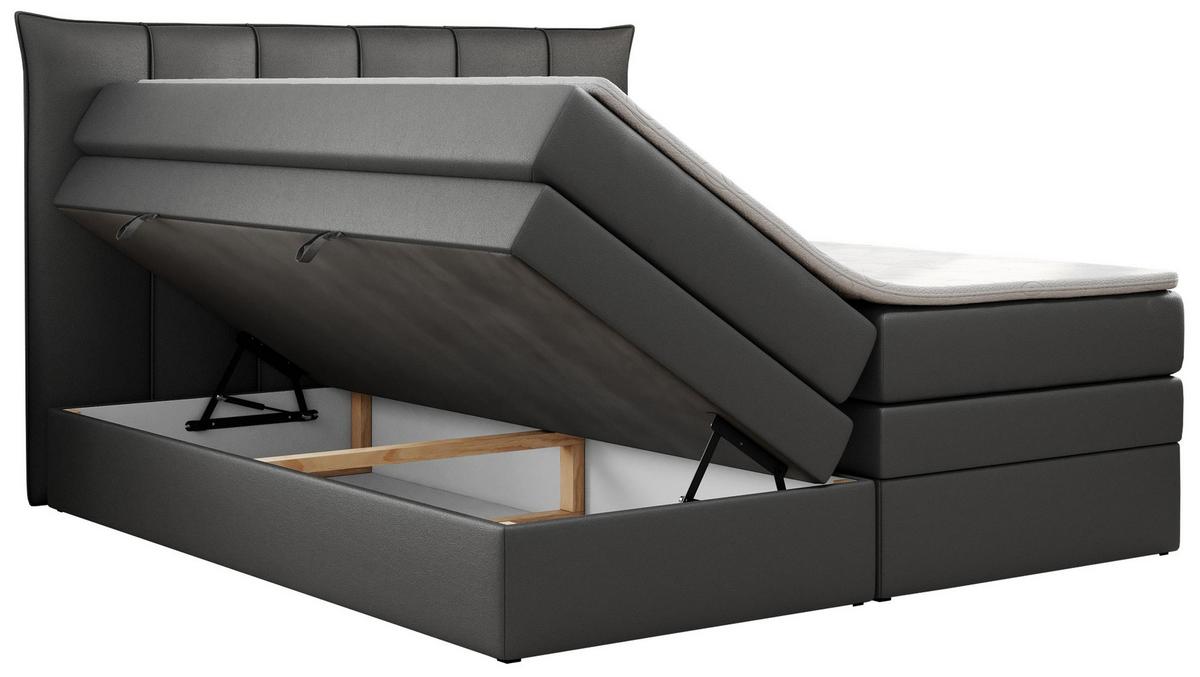 BOXSPRINGBETT PREMIUM 10 KING 200/200 Dunkelgrau Kunstleder - H3 - Dunkelgrau, Holz/Textil (200/200cm) - MKS