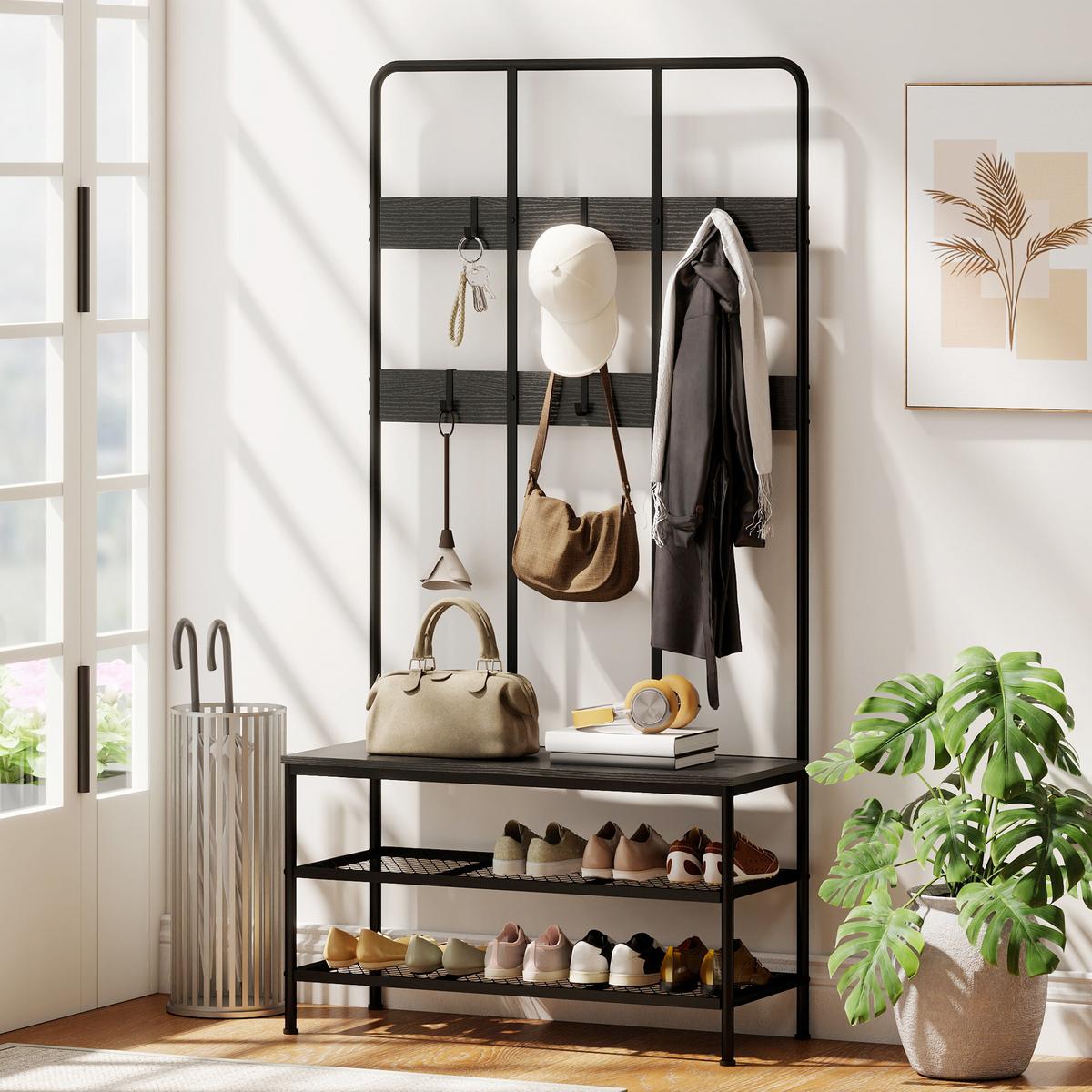 GARDEROBENSTÄNDER Metall Spanplatte Schwarz - Schwarz, Holzwerkstoff/Metall (36/180/91cm) - HOMCOM
