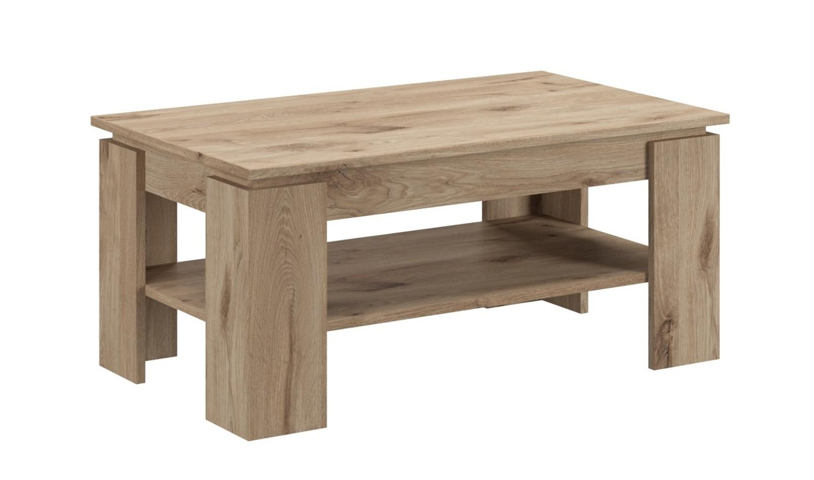 COUCHTISCH Eiche Nox 100 x 60 cm, Wohnzimmertisch mit Ablage - Eichefarben, Holzwerkstoff/Metall (100/60/45cm) - Inn.Furn