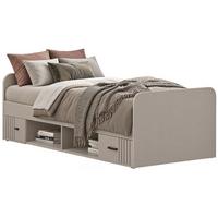 STAURAUMBETT Kaschmir, Liegefläche 90 x 200 cm, Bett mit Bettschubkästen - Kaschmir/Schwarz, Holzwerkstoff/Kunststoff (90/200cm) - Inn.Furn