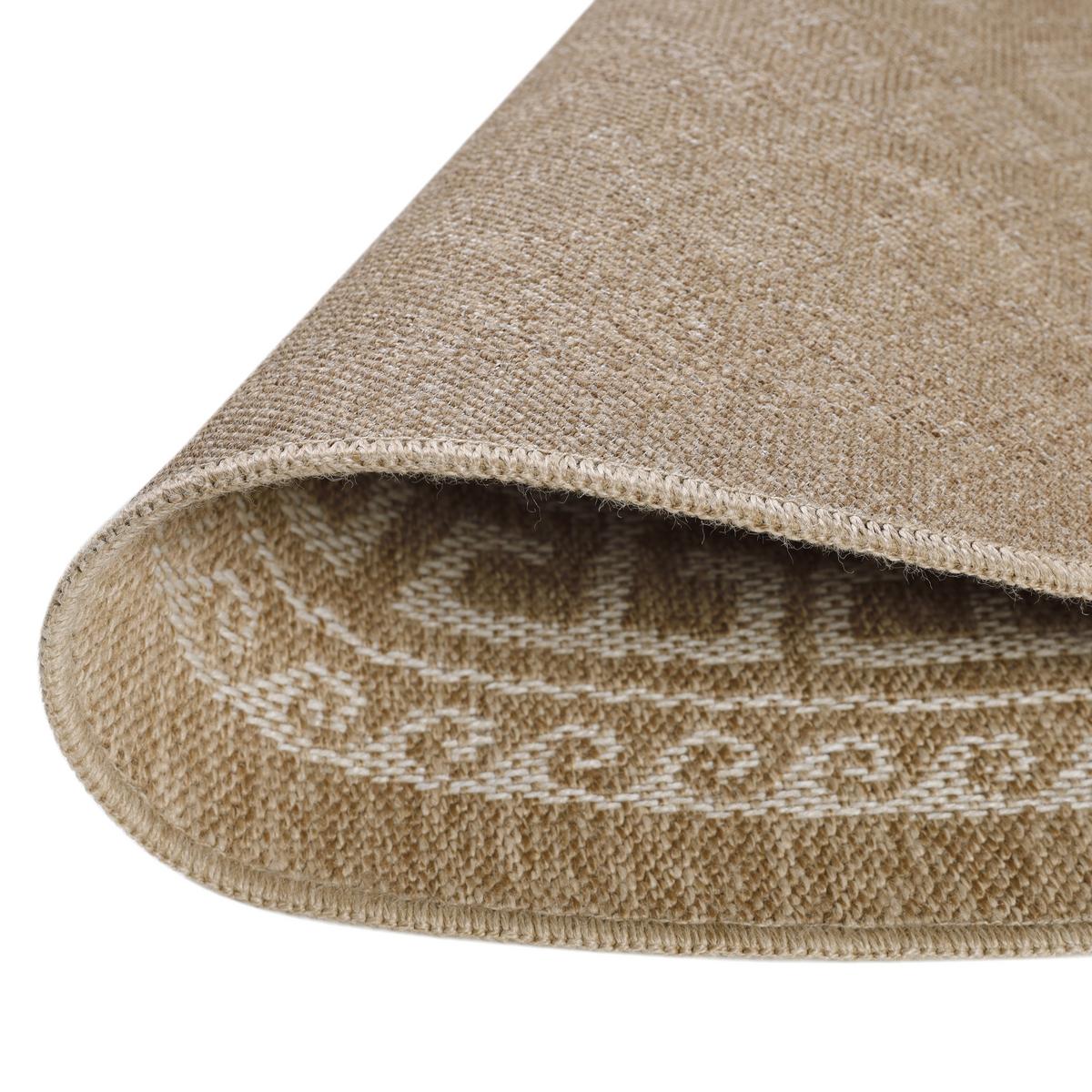 TEPPICH Outdoor KAUNS in Beige, im Vintage-Stil, aus Polypropylen, Ø 120 cm - Beige, Textil (120/120cm) - KADIMA DESIGN