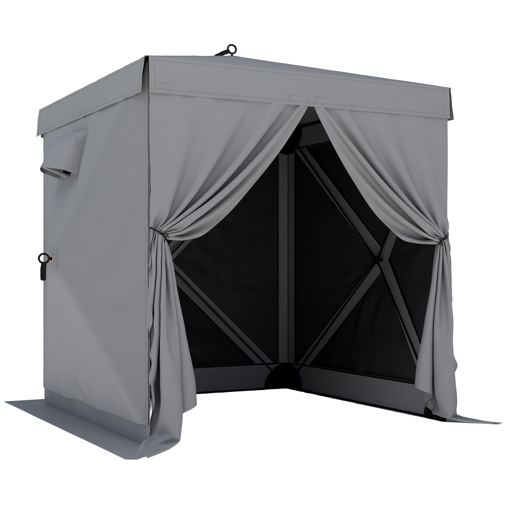 POP-UP-PAVILLON aus Oxfordstoff & Fiberglas Dunkelgrau - Dunkelgrau, Textil (185/205/185cm) - Outsunny