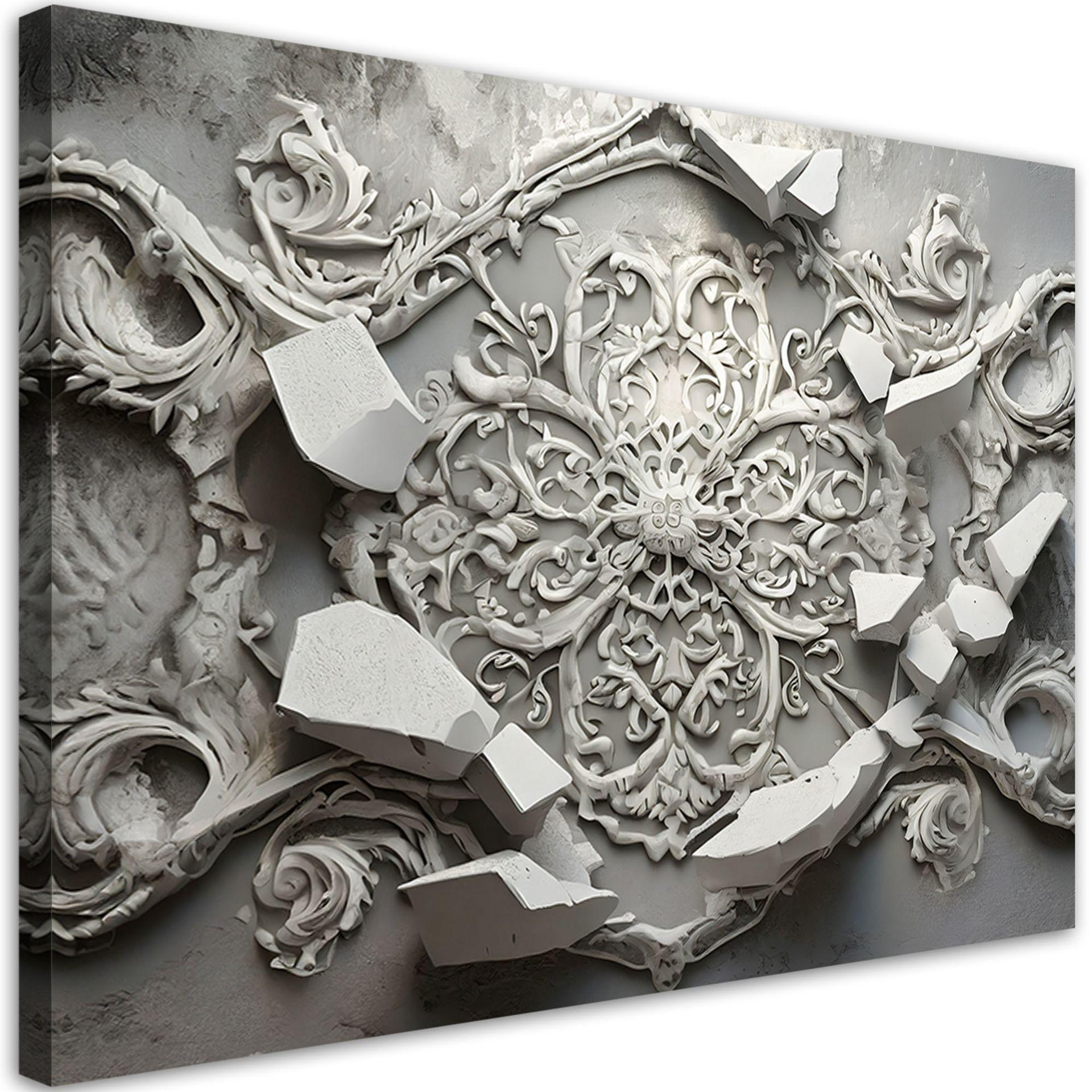 KUNSTDRUCK Silber 120/80 cm - Silberfarben, Textil (120/80cm) - KUNSTLOFT