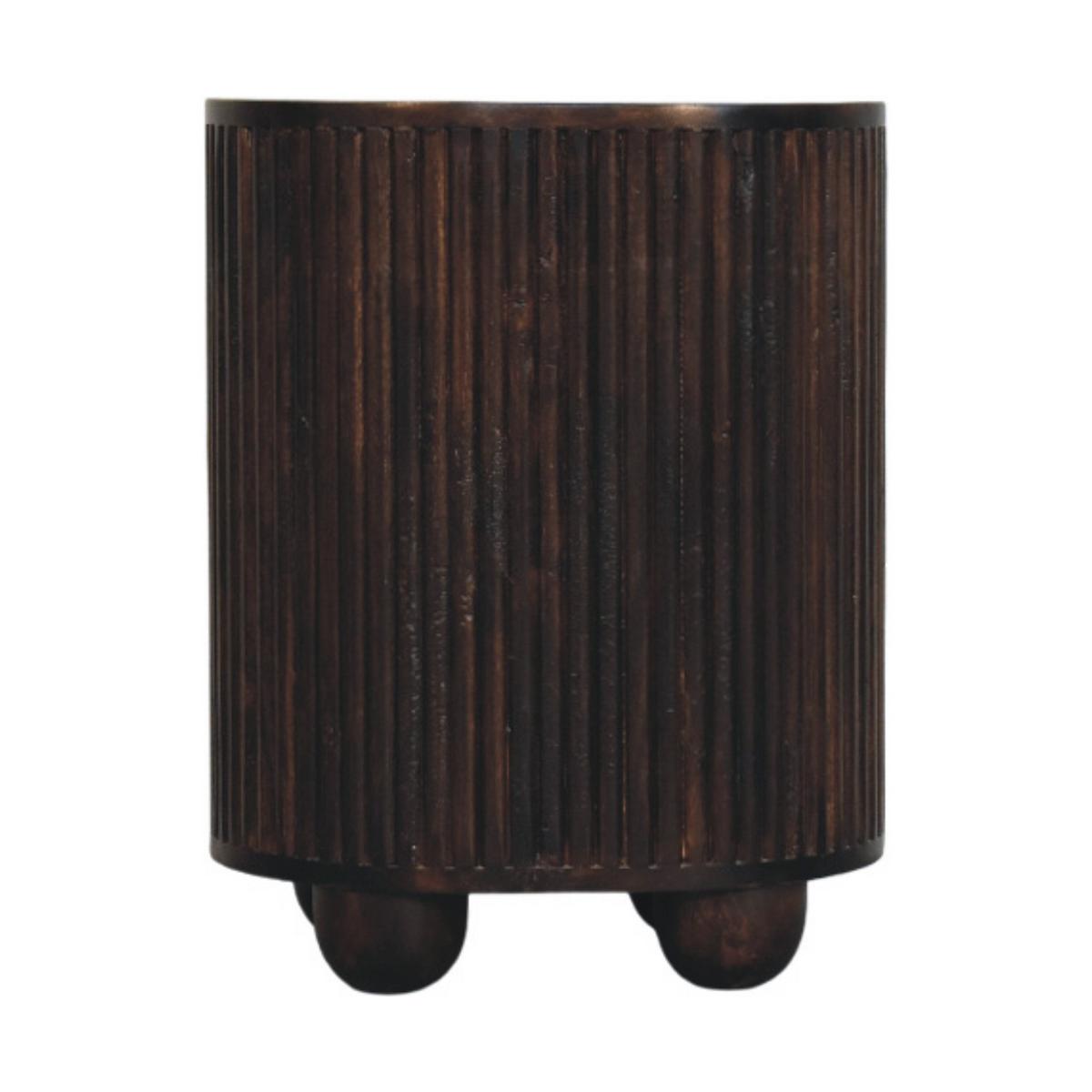 NACHTKASTEN Geschwungen Geriffelt, 3 Schubladen, Dunkelbraun - Dunkelbraun/Messingfarben, Holz/Metall (45/57/35cm) - Artisan Furniture