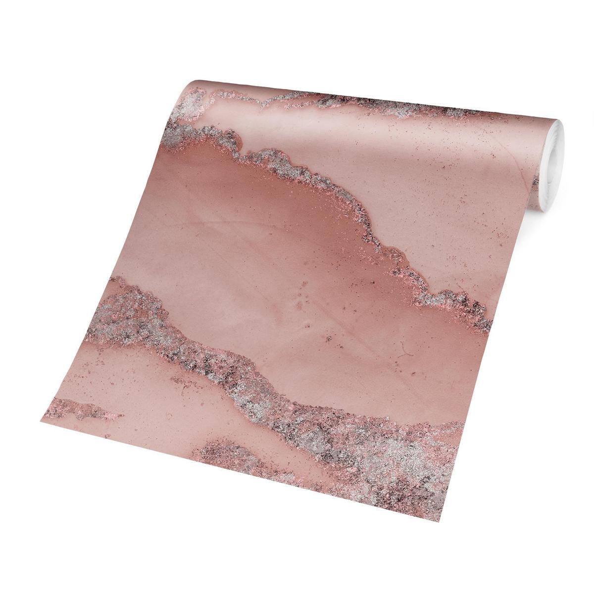 FOTOTAPETE Farbexperimente Marmor Rose und Glitzer 192/192 cm - Rosa, Papier (192/192cm) - Bilderwelten