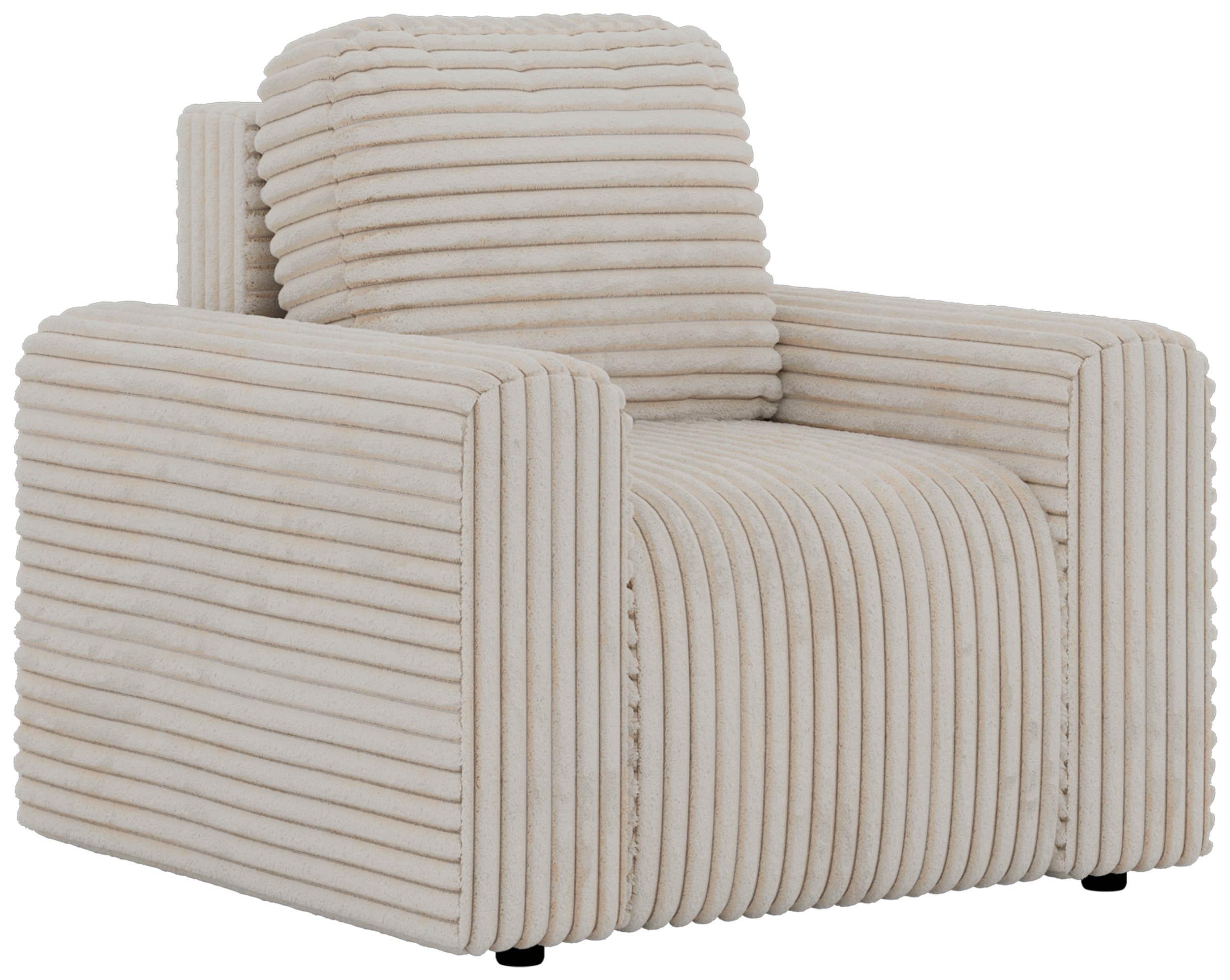 SESSEL NESSARO - Beige Cord - Beige/Schwarz, Kunststoff/Textil (96/94/90cm) - MKS