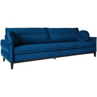 SOFA 3-SITZER Belweder Velours dunkelblau - Wengefarben/Dunkelblau, Holz/Textil (268/95/94cm) - Beautysofa