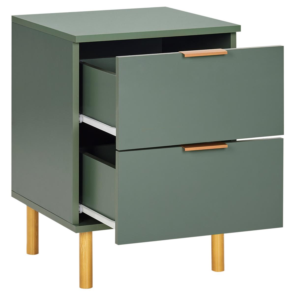 NACHTTISCH mit 2 Schubladen Grün Walpole - Grün, Holzwerkstoff (40/41/56cm) - Beliani
