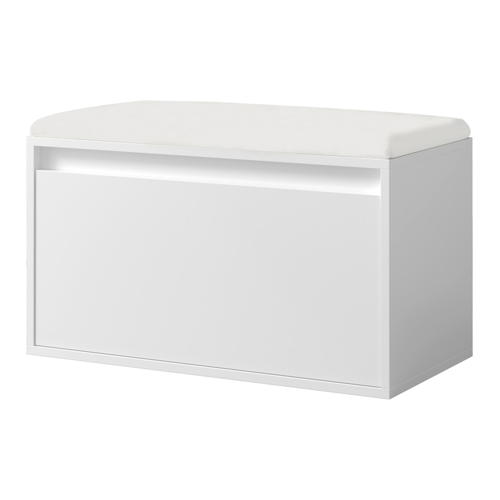 SCHUHBANK Degerfors - Weiß, Holzwerkstoff/Kunststoff (39/45/80cm) - [en.casa]