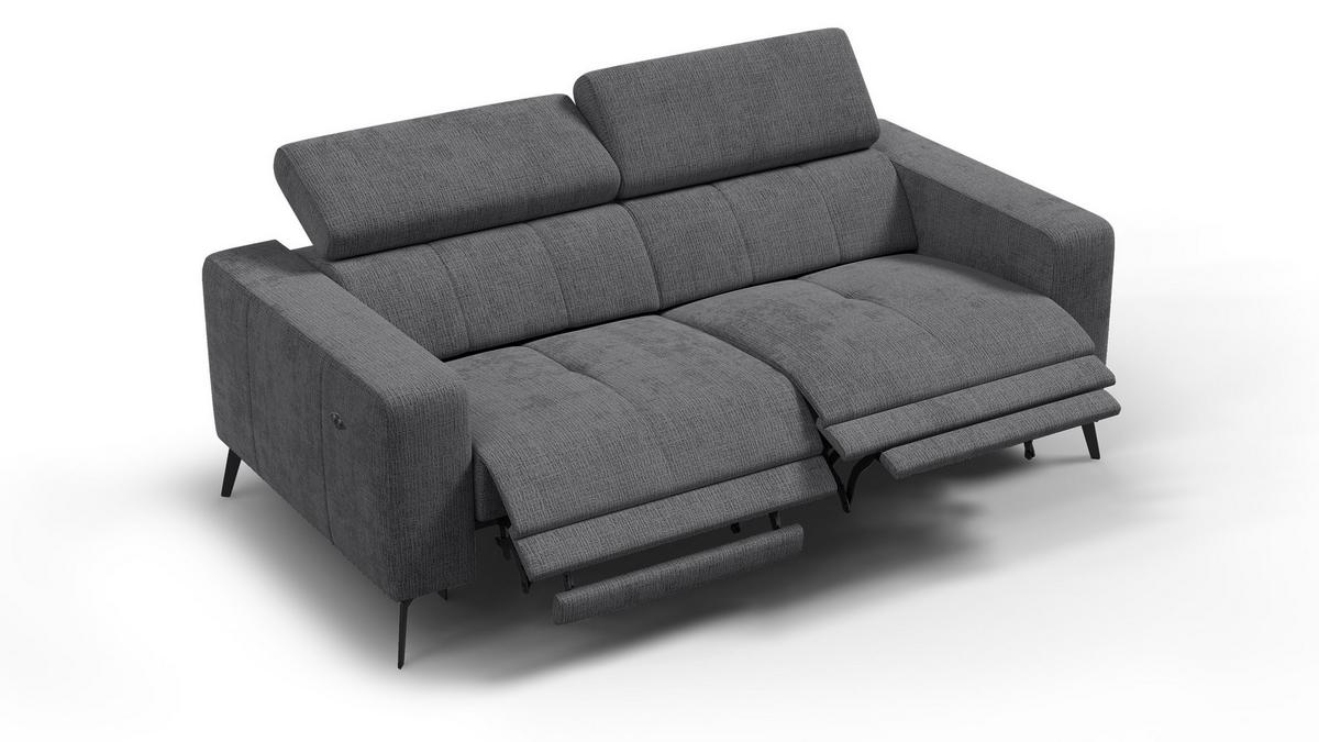 RELAXSOFA MORELLO 3-Sitzer, dunkelgrau, 2 x Relax Zero Gravity - Dunkelgrau, Holz/Textil (206/82/103cm) - Wozimo