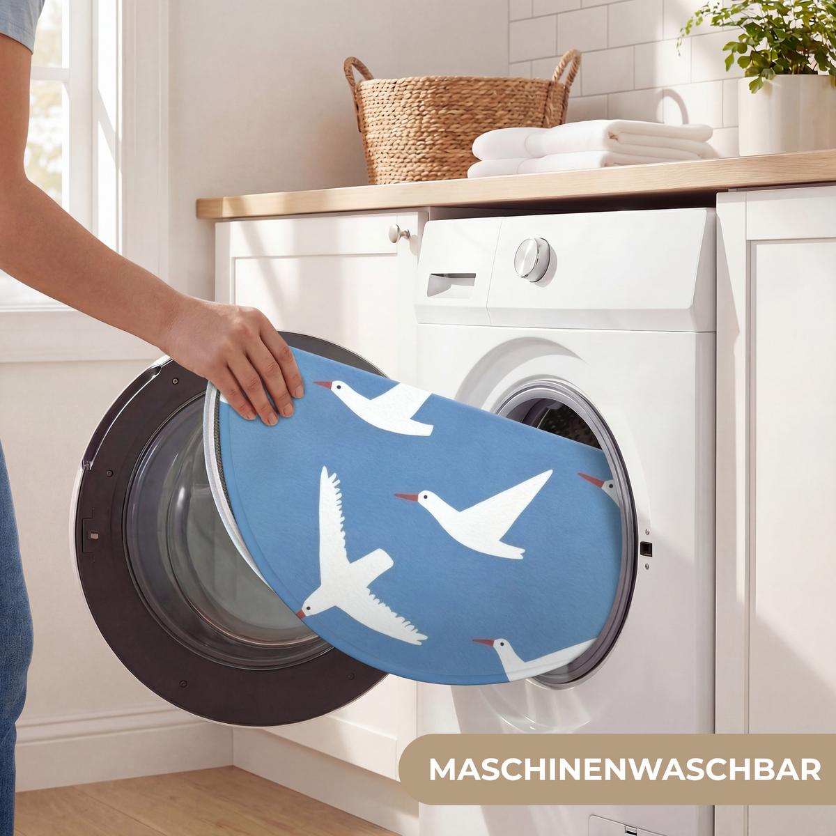 WC-VORLEGER Vögel - Weiß - Muster Toilettenteppich 70x70 cm - Blau, Textil (70/1cm) - OnlyWow