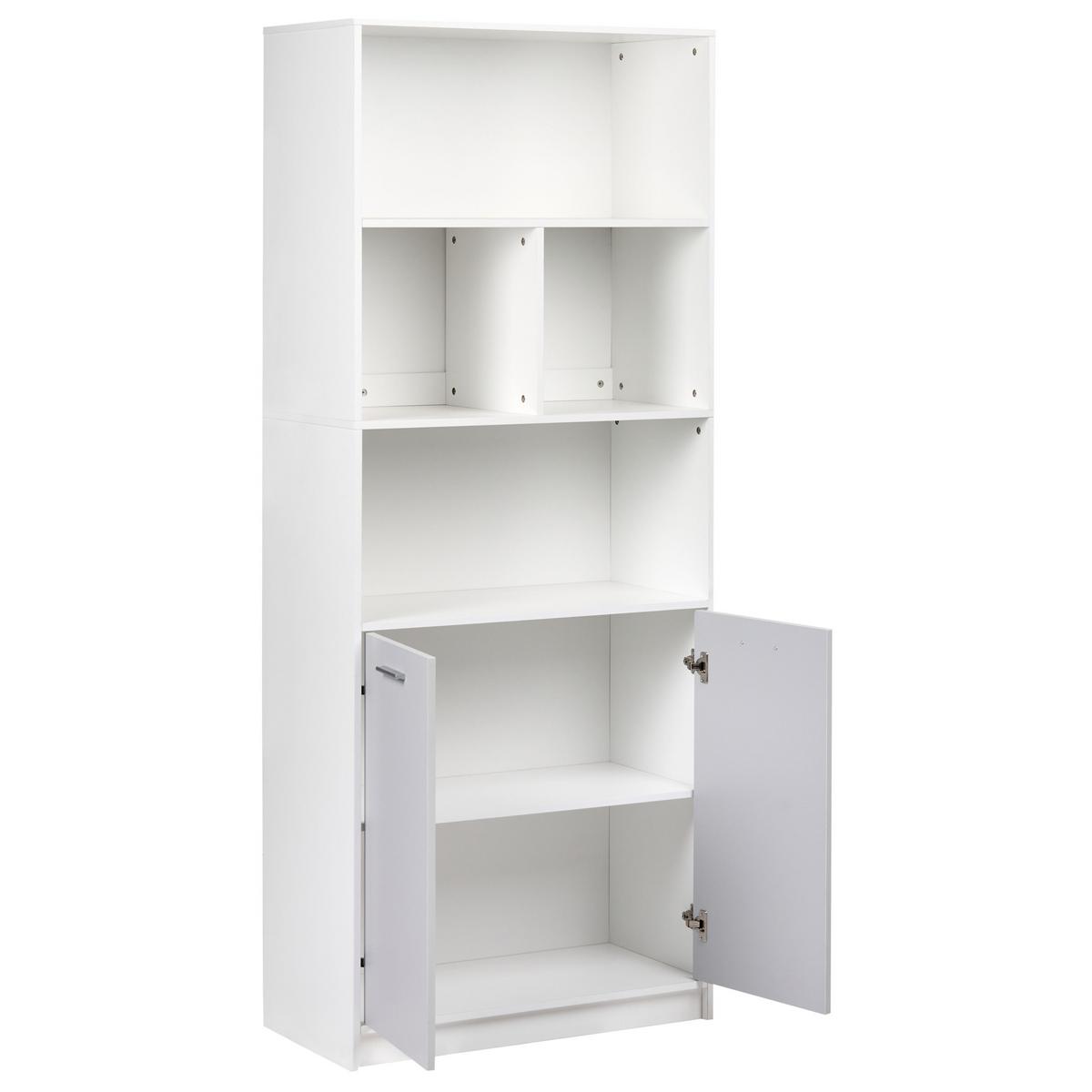 BÜCHERREGAL mit 2 Türen Grau/Weiß Zehna - Grau, Holzwerkstoff (80/197/40cm) - Beliani