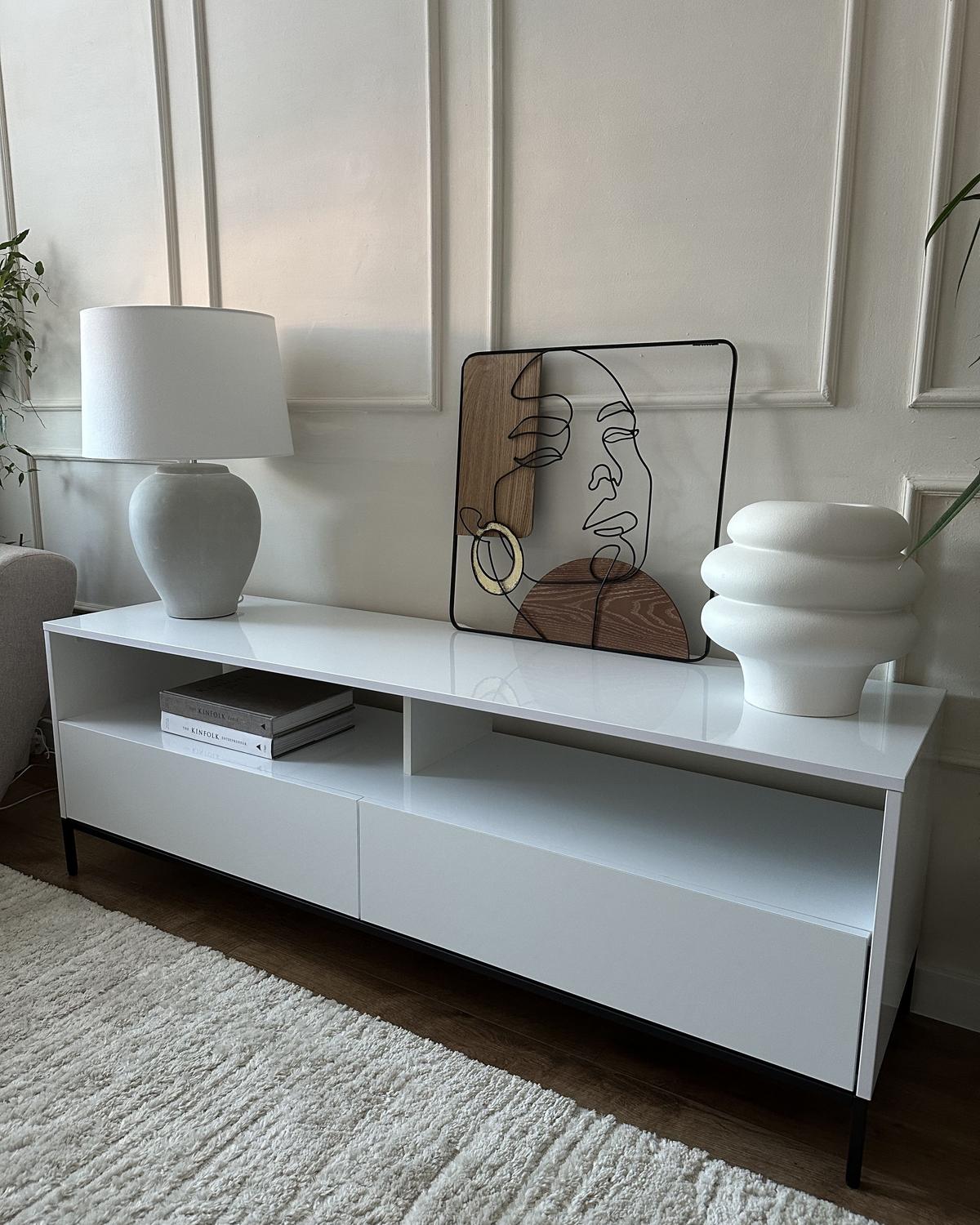 TV-MÖBEL LED Weiß/Schwarz Sydney - Schwarz/Weiß, Holzwerkstoff (150/52/42cm) - Beliani