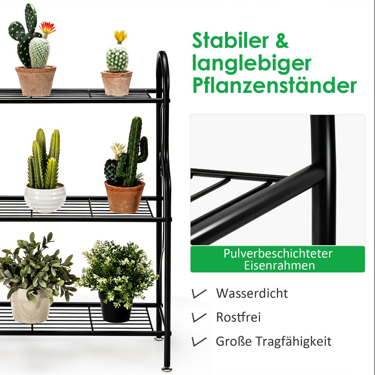 PFLANZENSTÄNDER Schwarz - Schwarz, Metall (72/85/25cm) - COSTWAY