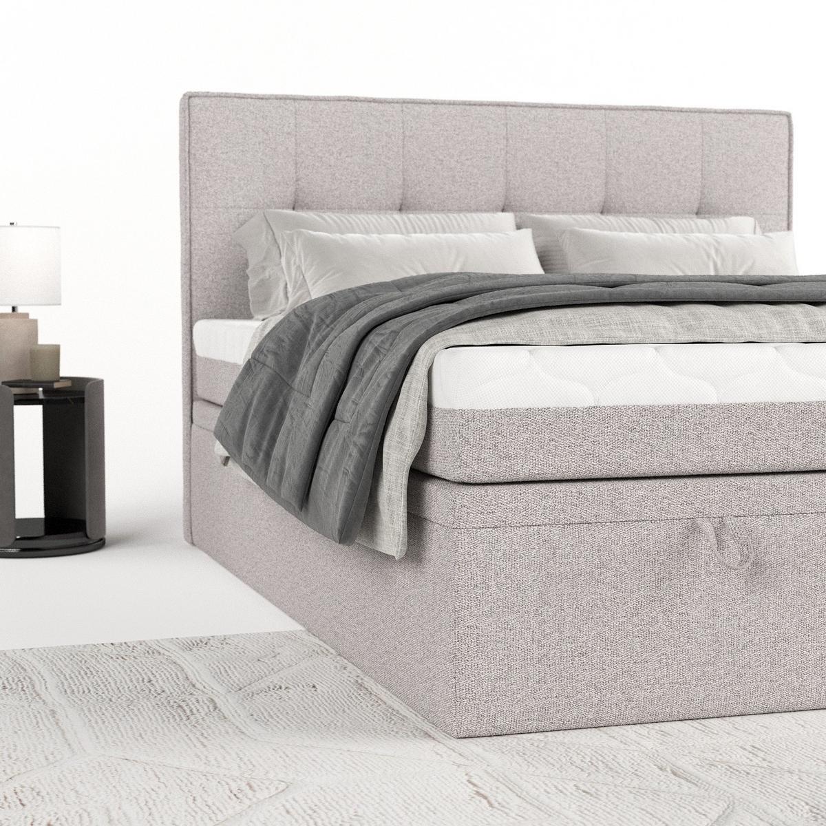 BOXBETT Arivo 180/200 cm Beige im Riva Stoff - Beige/Schwarz, Holz/Holzwerkstoff (180/200cm) - AltaBeds