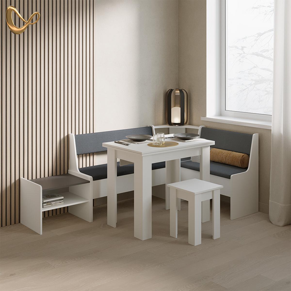 ESSTISCH MIT STUHL Tiberio Weiß 90 x 60 cm - Weiß, Holzwerkstoff (60/90/76.6cm) - Livinity®